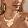 DIEZI Punk Vintage Irregular Choker Necklace Earrings Ring Set For Women Fashion Gold Silver Color Clavicle Jewelry Set