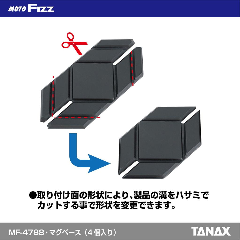 TANAX Motofizz Motorcycle Tank Bag Mounting Mag Pack of 4 Base, Black, (MF-4788)