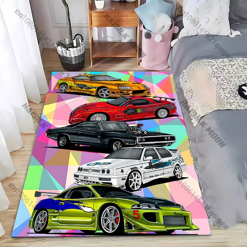 Retro sports car Printed Area Rug,Carpet for Home LivingRoom Bedroom Sofa Doormat Kitchen Decor,Non-slip Floor Mat