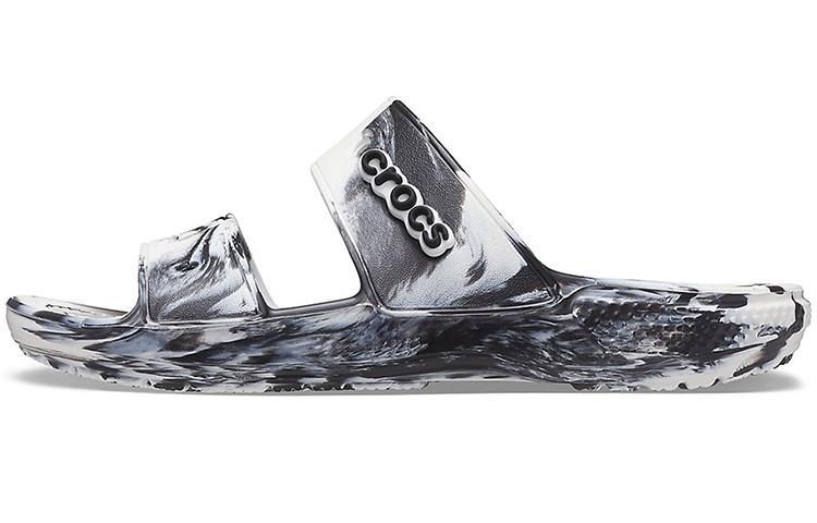 Crocs Classic Clog Marble Beach Sports Slippers Unisex White Black 207701-103 41-42