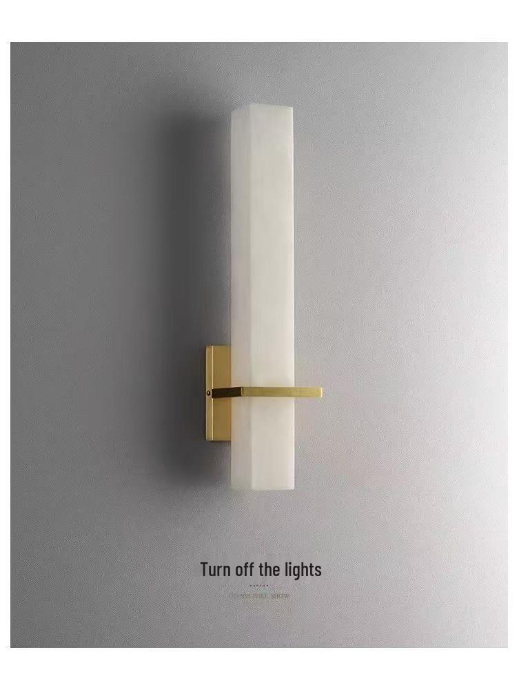 Modern Minimalist Marble and Copper Wall Lamp for Living Room, Study, and Bedroom