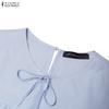 ZANZEA Women Casual Round Neck Loose 3/4 Sleeve Stripe Blouse