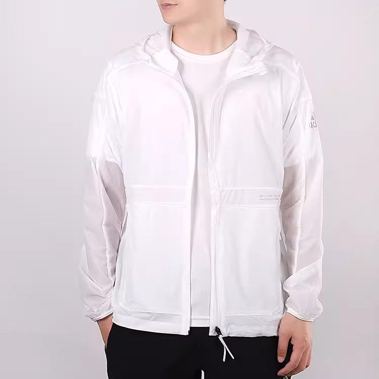 Adidas Mesh Panel Windbreaker Hooded Jacket Men Outerwear White FT2779