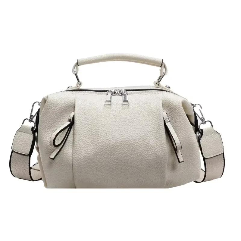 Genți de umăr și crossbody din pluș solid, cu fermoar, simple, călduroase, la modă, stil de călătorie
