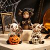 Dark Aesthetic Home Accessories 3Pcs Halloween Highland Cow Figurines Resin Cattle Statues of Grim Reaper Seasonal Holiday Party Favors Mummy