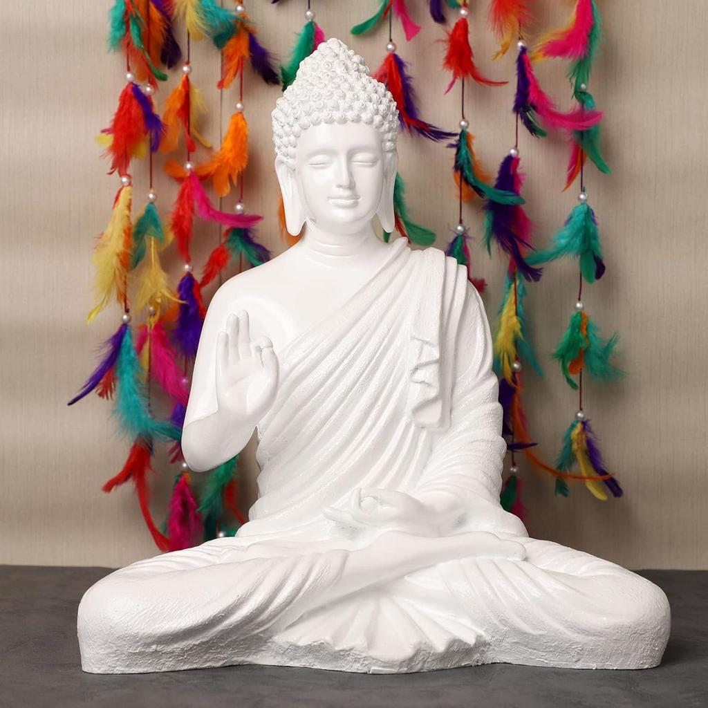 Nejnovější socha Sedícího Buddhy pro domácí a kancelářské dekorace, Socha Idolu z mramoru 15 palců