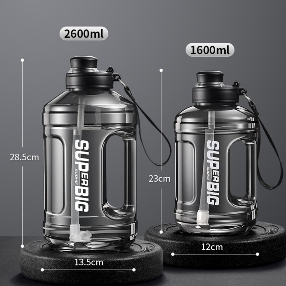 Handle Sports Water Bottle 1.6L/2.6L Gym Cycling Cup Accurate Calibration Travel Bottles Fitness
