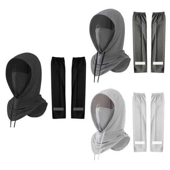 Sunscreen Face Guard Arm Sleeves Set Cooling Elasticity UV Protection Summer Outdoor Activities Face Guard Arm Cover Set