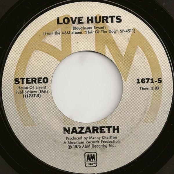 

7-дюймовая пластинка NAZARETH (2) - Love Hurts 1671S A&M Records 1975 США Рок Б/У