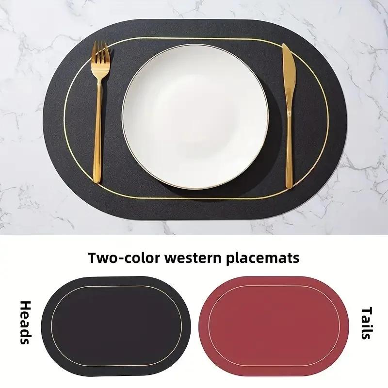 1pc PU Placemats Dining Table Waterproof Heat-Resistant Non-Slip Table Mat Nordic Style Cup Mat Washable for Dining
