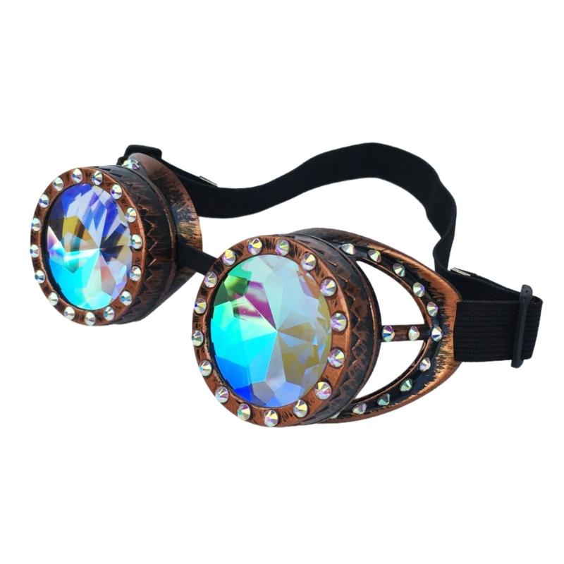 Kaleidoscope Goggles Steampunk Goggles Glasses Halloween Cosplay Party Costume Accessory Psychedelic Raves Goggles