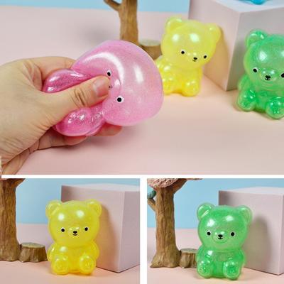 Yousheng 1/4Pcs Cartoon Bear Squeeze Toy Slow Rebound Soft TPR Stress Anxiety Relief Portable Kids Teens Adults Colorful Animal Squishes Sensory