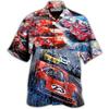 Hawaiian Men Shirt 3D Car Print Short Sleeve Blouse Summer Beach Vacation Single Breasted Fashion Lapel Men's Clothing