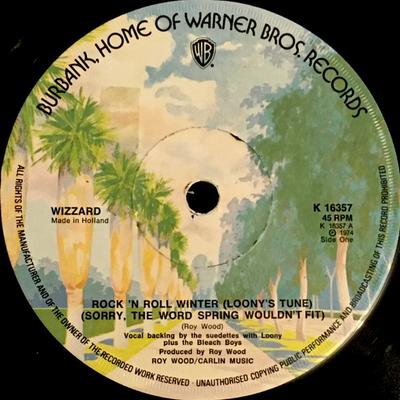 7inch Record WIZZARD - Rock 'N Roll Winter (Loony's Tune)  K16357 Warner Bros. Re 1974 UK Rock Used