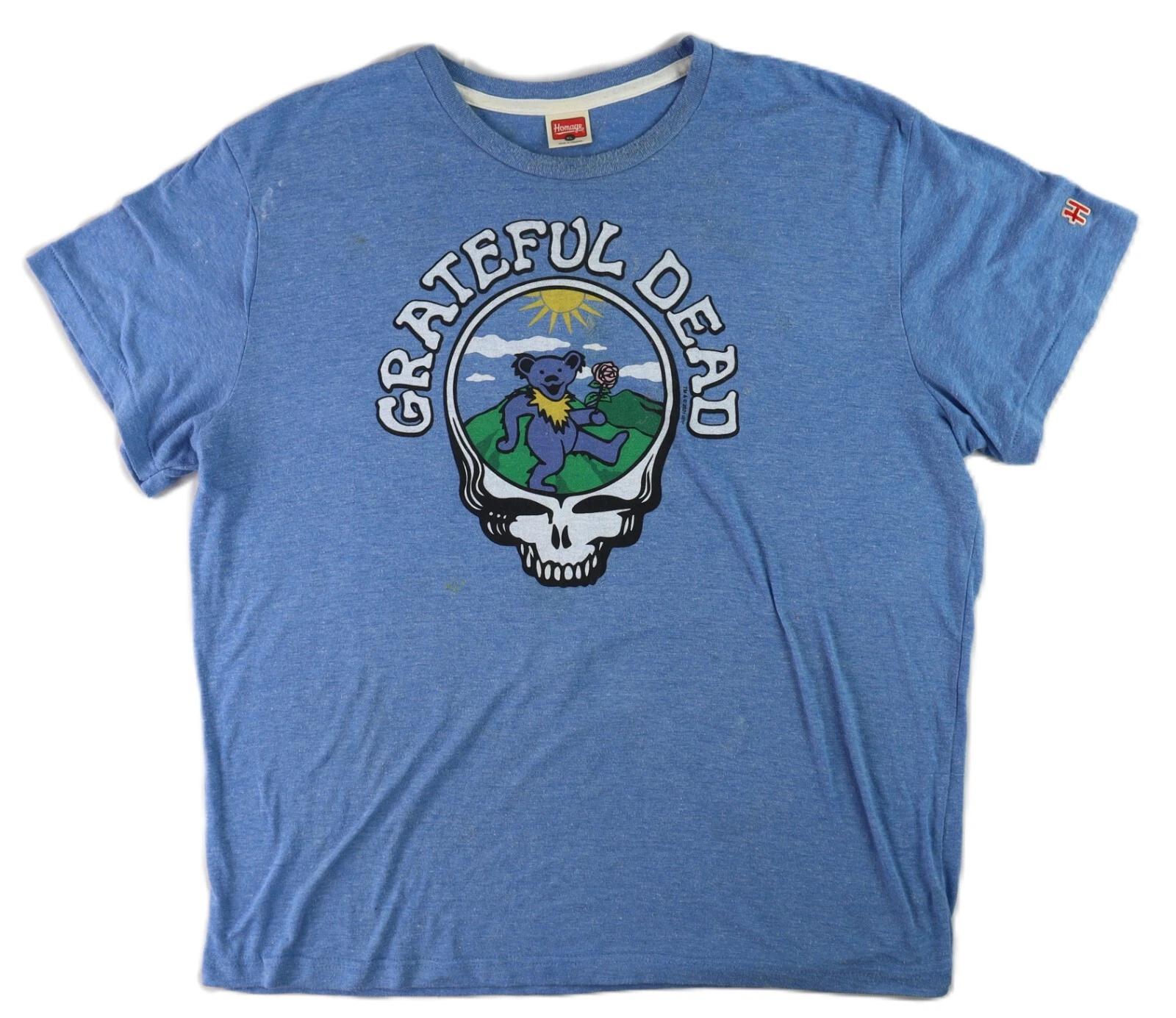 US Adult XL GRATEFUL DEAD Blue Ramble On Baby Soft Crew Neck T-Shirt 3XL