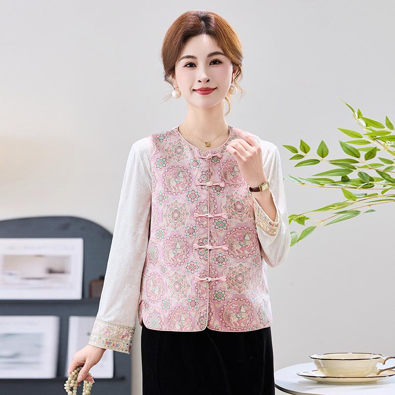 Versatile Chinese Frog Button Vest for Mother's Day - Elegant Song Brocade, Early Spring Style for Middle-Aged & Elderly Women.