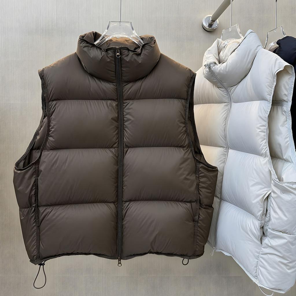 Autumn and winter new puff white duck down vest women's stand-up collar loose and simple short down vest tide