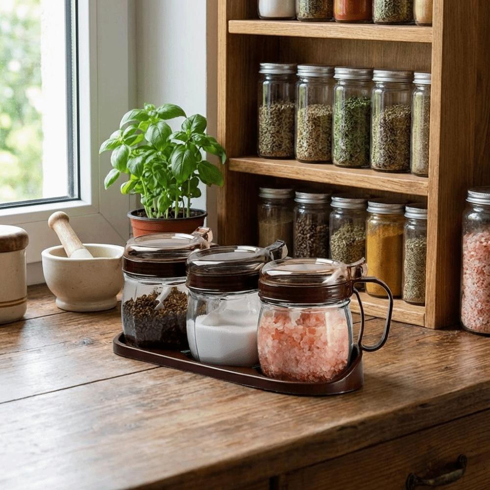 Sealing Kitchen Storage Bottle Large Capacity Condiment Jar Oil Bottle Holder Salt Pot  Home Use