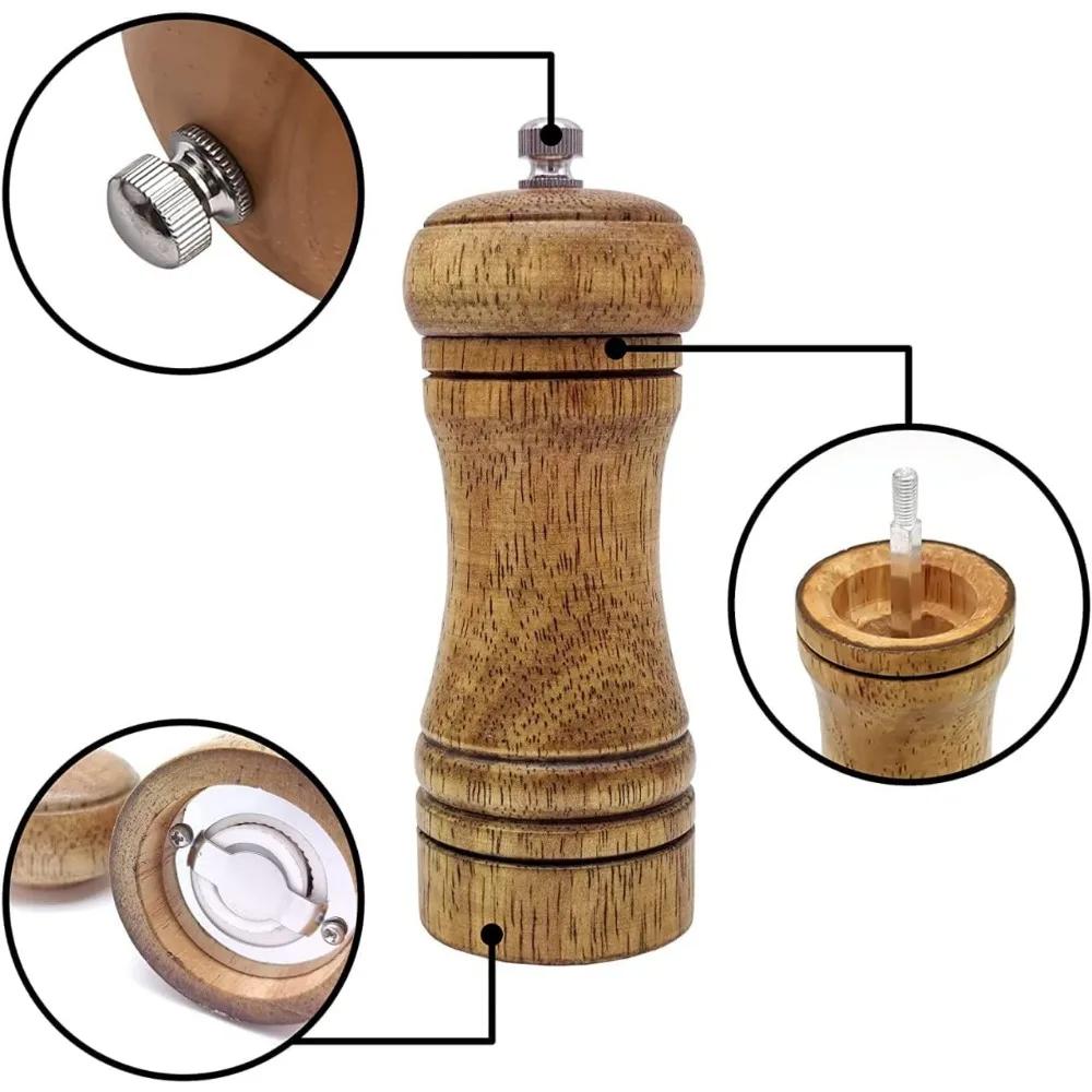 

Деревянная мельница для перца/соли, регулируемая керамическая мельница, ручные мельницы для специй для домашнего использования на кухне золотой