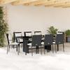 9 Piece Outdoor Dining Set with Cushions Black Poly Rattan
