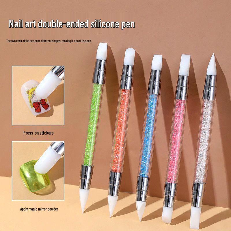 5-Piece Dual-Ended Silicone Nail Art Tools Set for Carving, Embossing, and Gel Mixing