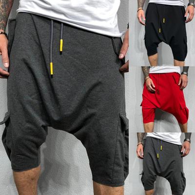 Pantalons Harem Ajustables Micro-élastiques Mélange de Coton Doux Entrejambe Bas Pantalons Cargo