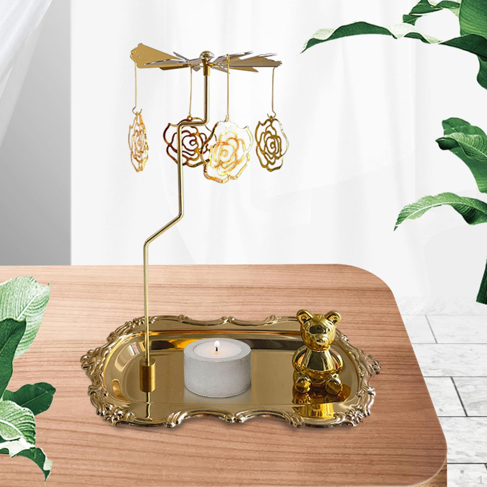 

Рождественский вращающийся подсвечник, вращающийся романтический ретро-подсвечник с орнаментом gold Rose