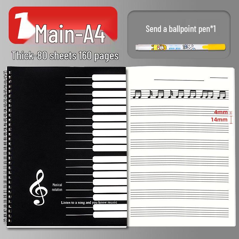 A4 Wide-Spaced Music Sheet Notebook for Beginners - Loose-Leaf, Thickened, Blank Pages for Children