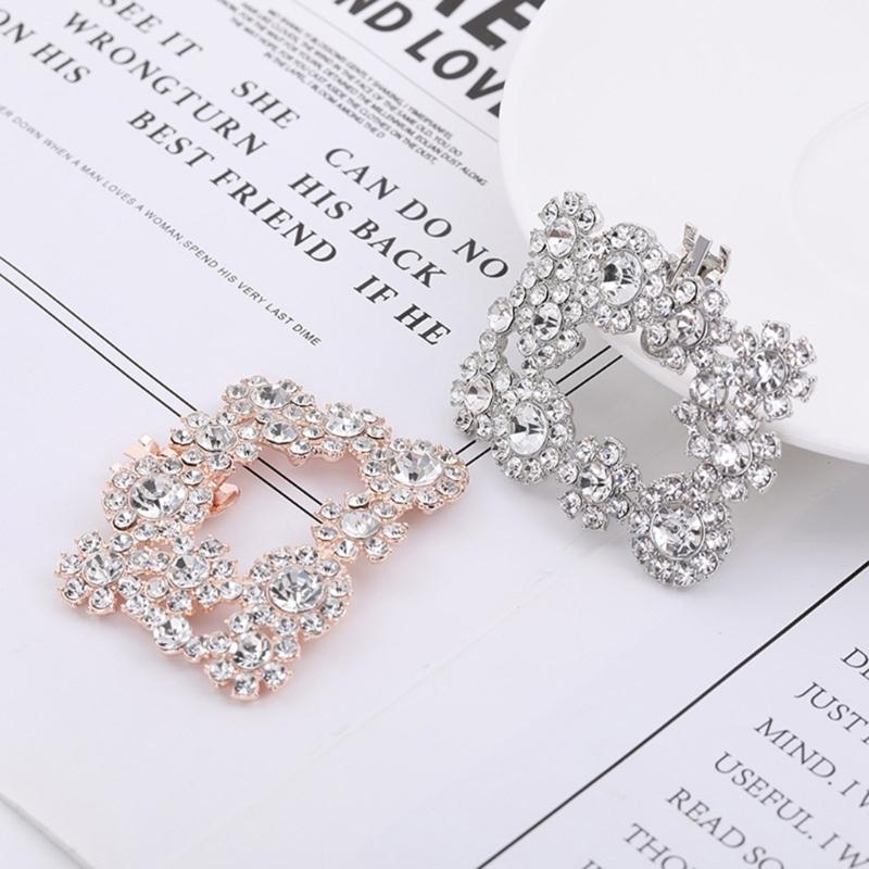 Square Clamp Shoe Clip Bride High Heel Shoe Decorations Shiny Rhinestone Decorative Clips Wedding Charm Buckle for Women