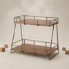 Two-Tier Desktop Storage Rack storageSaving Iron and Wood Shelf Organizer