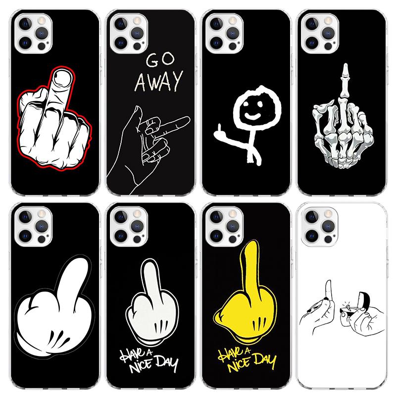 Middle Finger Phone Case For iPhone 17 Air 16 15 Pro Max 14 Plus 13 Mini 12 11 Cover 7 8 SE Silicone Shell Print Fundas 17 Air 1