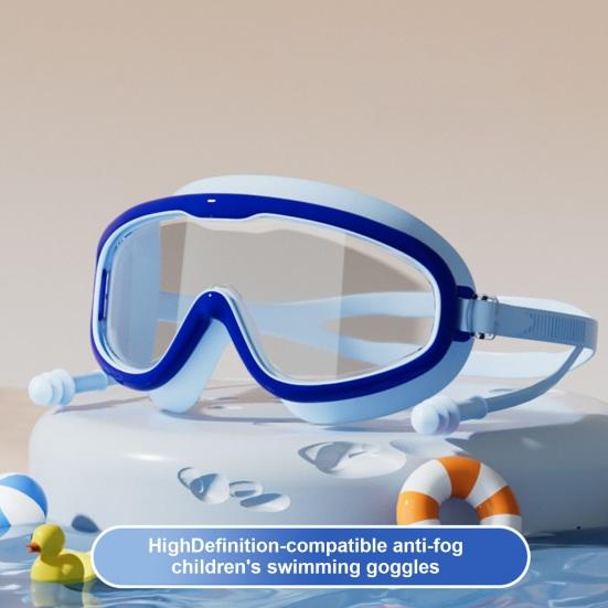 Kids Swim Goggles with Nose Clip Waterproof No Leakage UV Protection Clear Lens Boys Girls Silicone Goggles Scuba Diving Snorkeling
