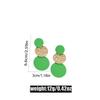 European & American High-End Metal Green Geometric Round Earrings for Women - Elegant Patchwork Design