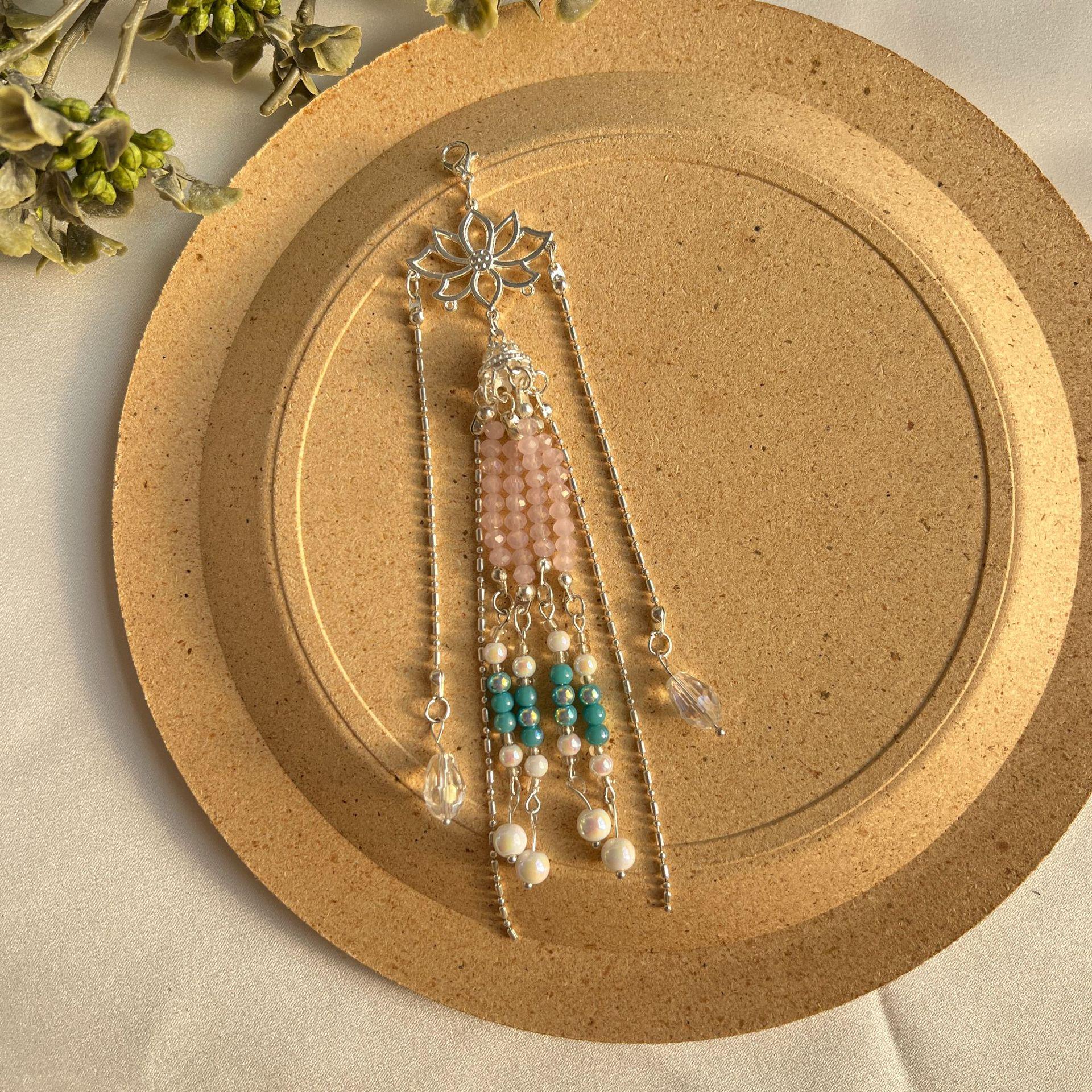 Elegant Retro Hanfu Tassel Lapel Pendant for Tea Ceremony