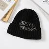 English Alphabet Embroidery Knitted Wool Hat Women's Hat Fashion Versatile English Alphabet Splicing Hat Women's