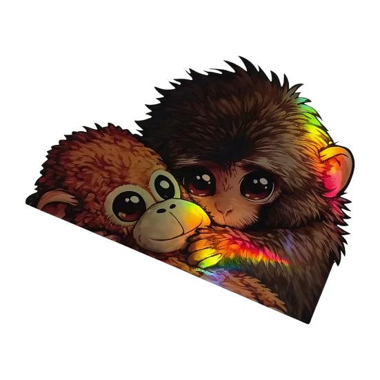Protect Punch The Monkey Decals Car Laptop Sticker Cute Monkey Holding Plush Toy Vinyl Stickers Easy to Apply/Remove Fun Nursery Decor 1pc