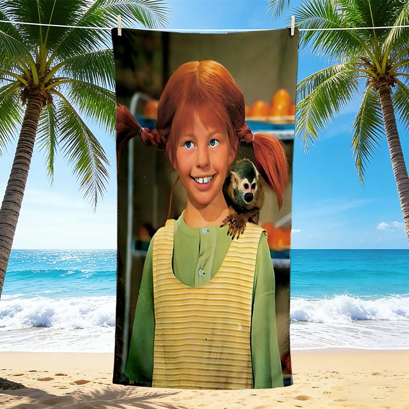 1Pc Girl Monkey Friend Beach Towel, Quick Dry, Multi-Use for Beach Pool Gym Yoga Home Travel, Christmas, Halloween, Xmas Gift M929389