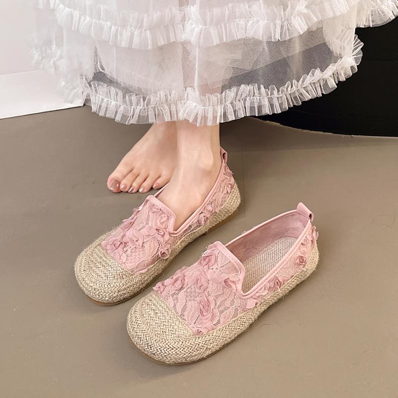 

Women s Flat round Toe Casual Shoes Summer New Style Net Cloth Slip-On Bean Shoes Comfortable Synthetic Leather Indoor Slippers 35 рожевий