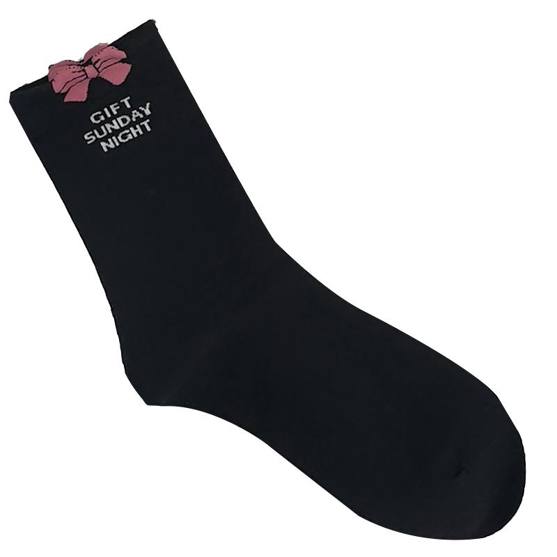 

Женские хлопковые носки с бантом, средней длины, в милом преппи-стиле, с надписями 1 pair