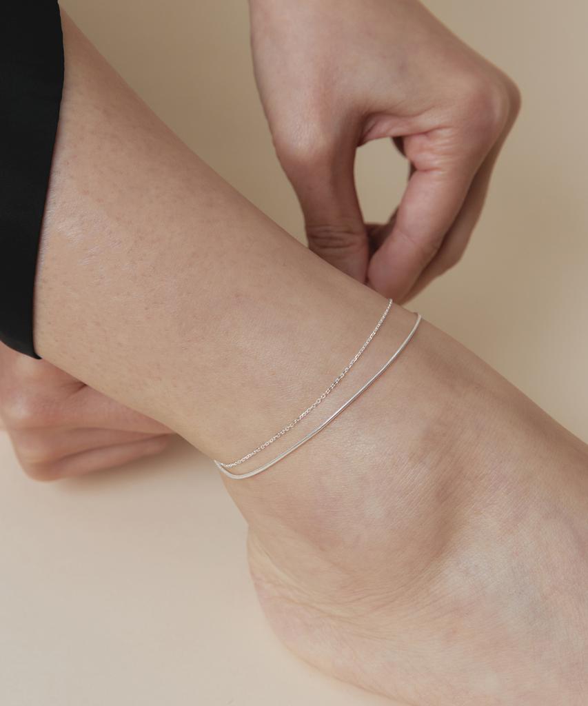 Dmoment (925 Silver) Soft Layered Anklet