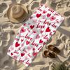 Kawaii Love Letter Heart Microfiber Beach Towel 2D Flat Printed Sandproof Waterproof Cute Picnic Mat Travel Essentials