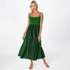 Women's Long Beach Casual Elegant Spaghetti Strap Maxi Dress Striped Low-key Flowing Bohemian Dress