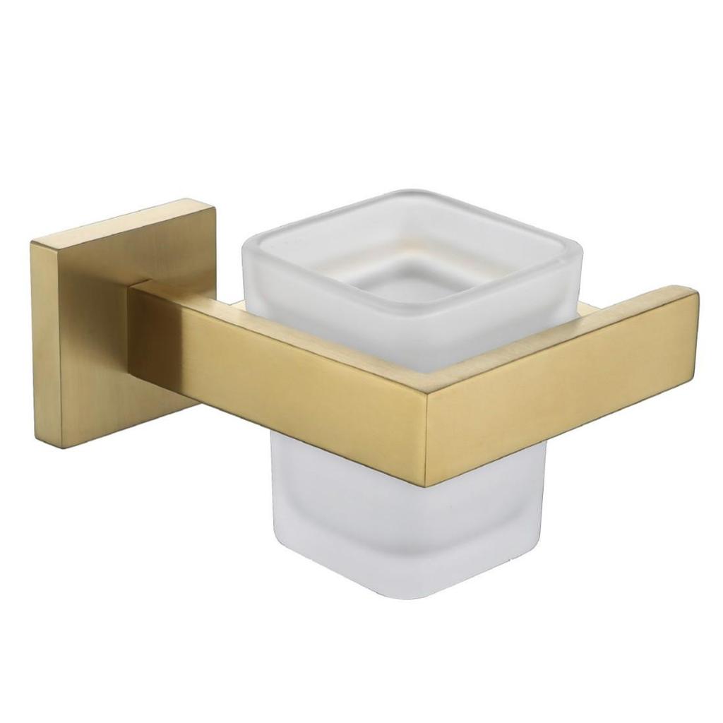 304 Stainless Steel Bathroom Set: Square Rack, Coat Hook, Toilet Paper Holder, and Brush