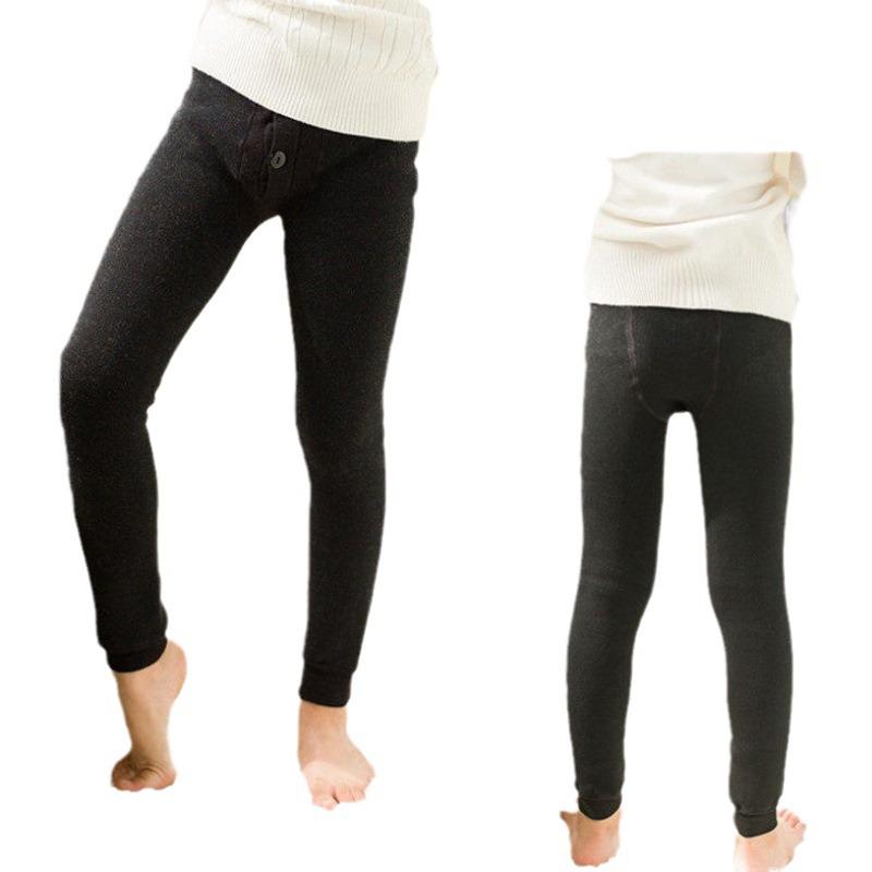 Jungen Winter Verschleißfest Anti-Pilling Einteiler Hosen mit Samt und Bunter Baumwolle, Herren Neun-Punkt Verdickte Hosen