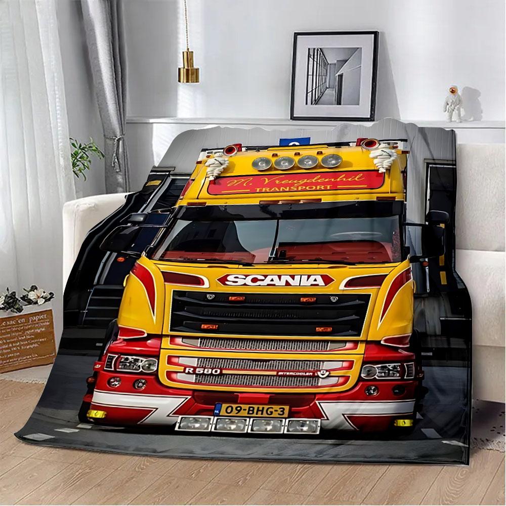 Printed Blanket Picnic Blankets Car Brand Scanias TruckS Warm Blanket Soft and Comfortable Blanket Home Travel Birthday Gift