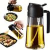 470ml Leakproof Dual Oil Dispenser Bottle, BPA-Free Plastic for Cooking Salad BBQ Air Fryer, Easy Clean Kitchen Tool