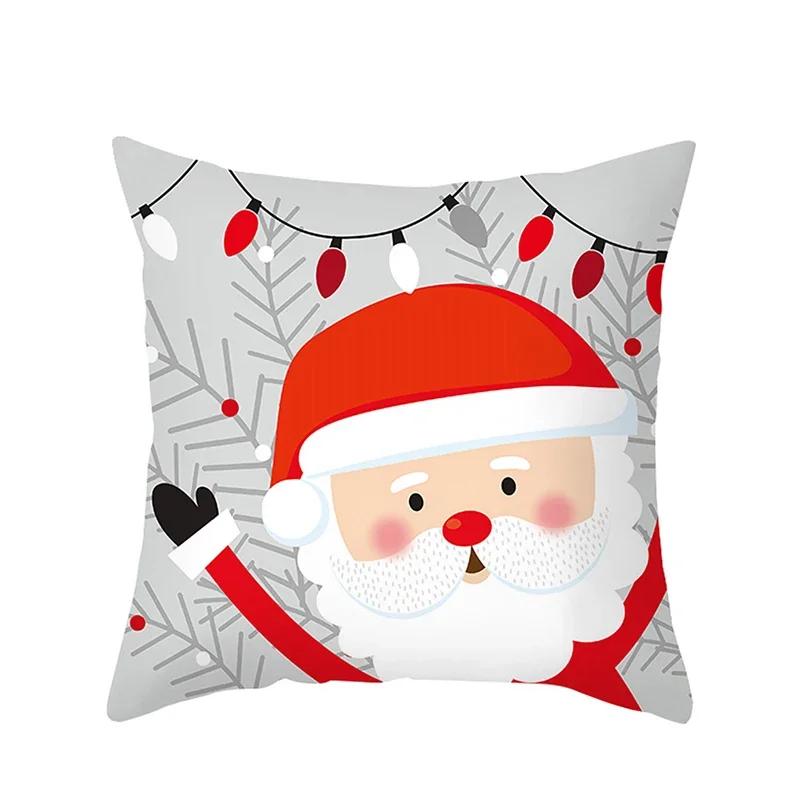 Merry Christmas Throw Pillow Cover With Short Plush Print For Living Room Sofa Decoration Cushion Cover Pillow Covers Decorative