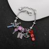 BTS Charm Bracelet OT7 Whale ARMY Logo Purple Crystal Beads Silver-Plated Snake Chain Jewelry Kpop Fan Gift for Army