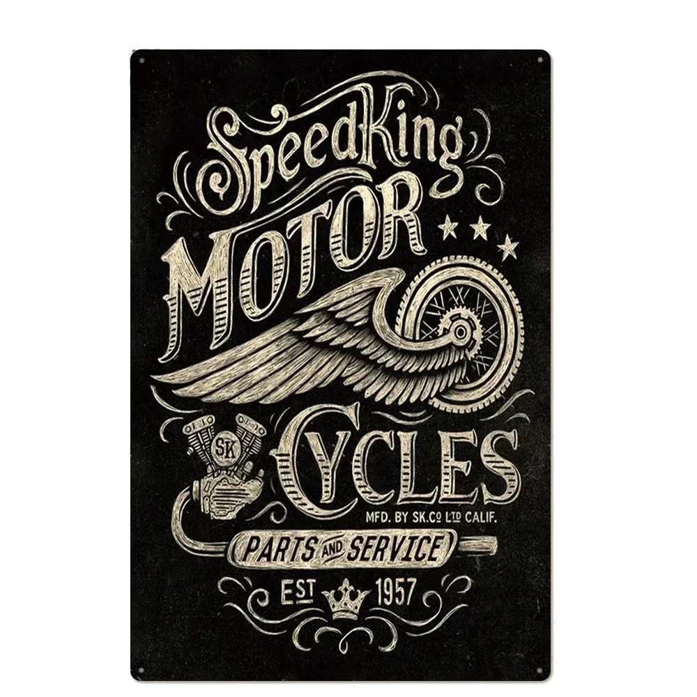 Signs Vintage Shabby Metal Tin Sign Motorcycle Rider Poster Art Tinplate Plaques Garage Motor Club Decor Painting Art Wall Plate