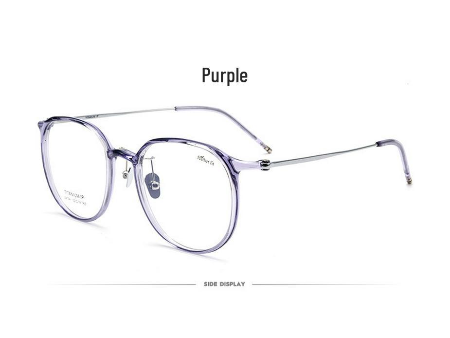 Women's Korean-Style Ultralight Full Rim Pure Titanium Eyeglass Frames for Small Face, Model 9104 - Extra Wide Myopia Glasses